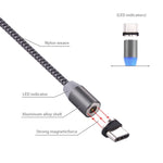 كابل شحن مغناطيسي قوي بطول 1 متر مع دوران 360 درجة، نمط نسج USB-C / Type-C إلى USB 2.0 مع مؤشر LED