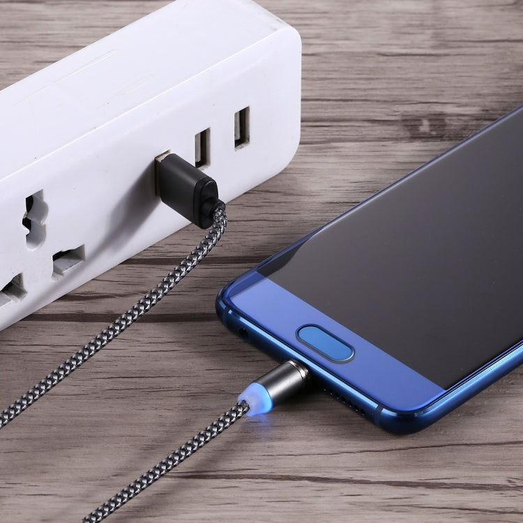 كابل شحن مغناطيسي قوي بطول 1 متر مع دوران 360 درجة، نمط نسج USB-C / Type-C إلى USB 2.0 مع مؤشر LED