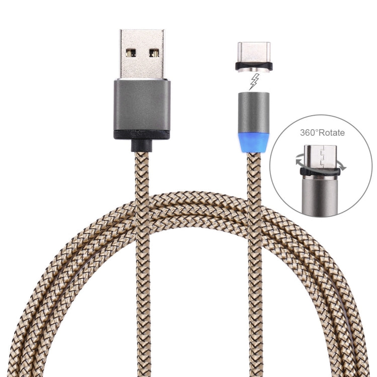 كابل شحن مغناطيسي قوي بطول 1 متر مع دوران 360 درجة، نمط نسج USB-C / Type-C إلى USB 2.0 مع مؤشر LED
