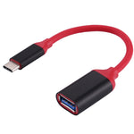 كابل محول OTG من سبيكة الألمنيوم USB-C / Type-C 3.1 ذكر إلى USB 3.0 أنثى بطول 15 سم