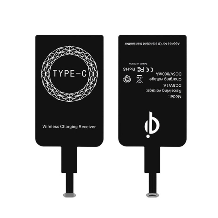 مستقبل شحن لاسلكي بمعيار Qi بجهد 5 فولت وتيار 800 مللي أمبير مع منفذ USB-C / Type-C، لهواتف Type-C
