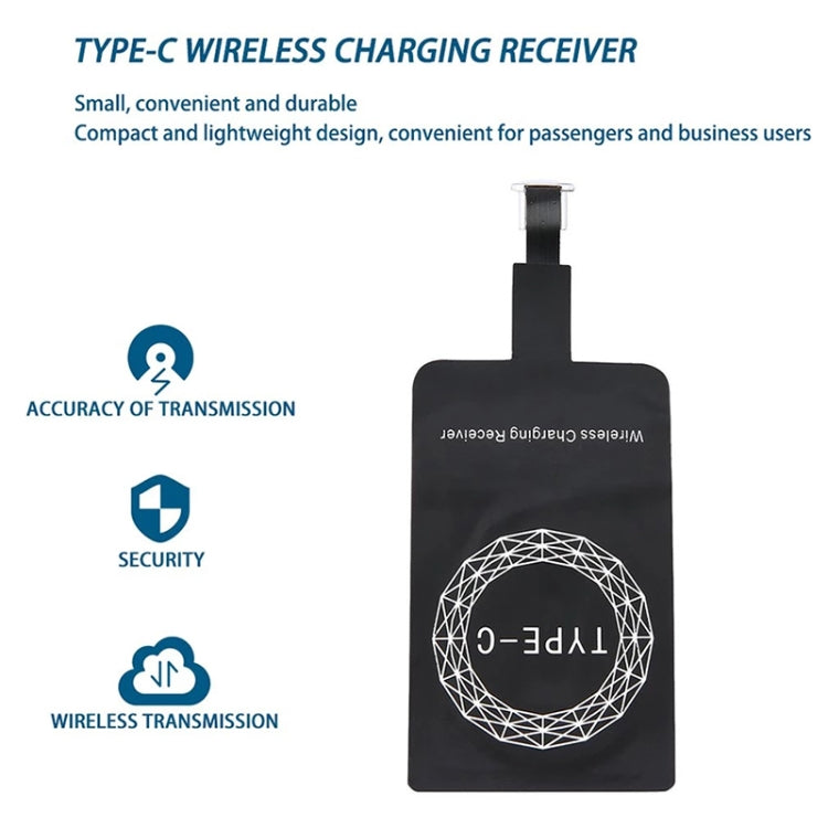 مستقبل شحن لاسلكي بمعيار Qi بجهد 5 فولت وتيار 800 مللي أمبير مع منفذ USB-C / Type-C، لهواتف Type-C