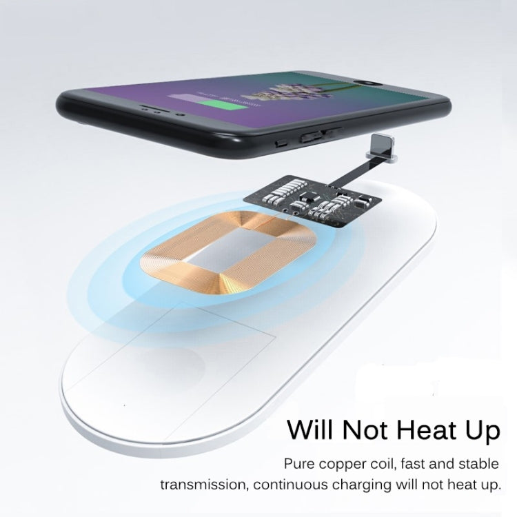 مستقبل شحن لاسلكي بمعيار Qi بجهد 5 فولت وتيار 800 مللي أمبير مع منفذ USB-C / Type-C، لهواتف Type-C