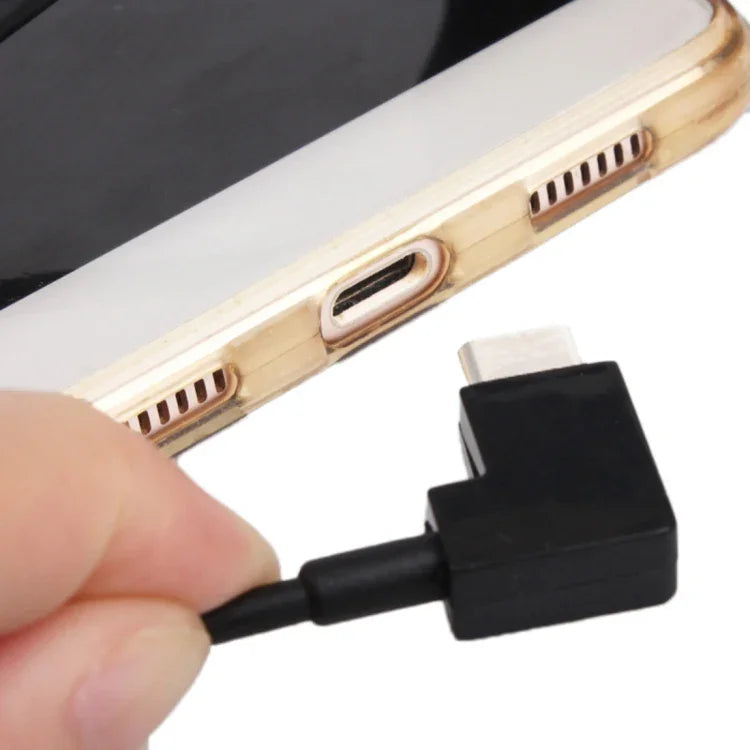 كابل موصل بيانات USB إلى USB-C / Type-C بزاوية قائمة بطول 30 سم لأجهزة DJI SPARK / MAVIC PRO / Phantom 3 & 4 / Inspire 1 & 2، USB إلى USB-C / Type-C