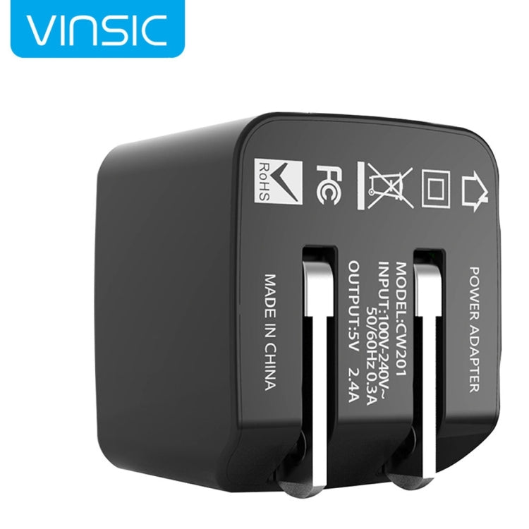 شاحن حائط USB مزدوج بمنفذين Vinsic 12 واط 5 فولت 2.4 أمبير، محول شاحن USB