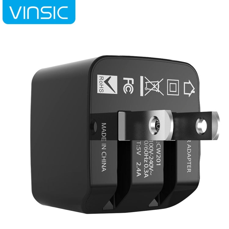شاحن حائط USB مزدوج بمنفذين Vinsic 12 واط 5 فولت 2.4 أمبير، محول شاحن USB