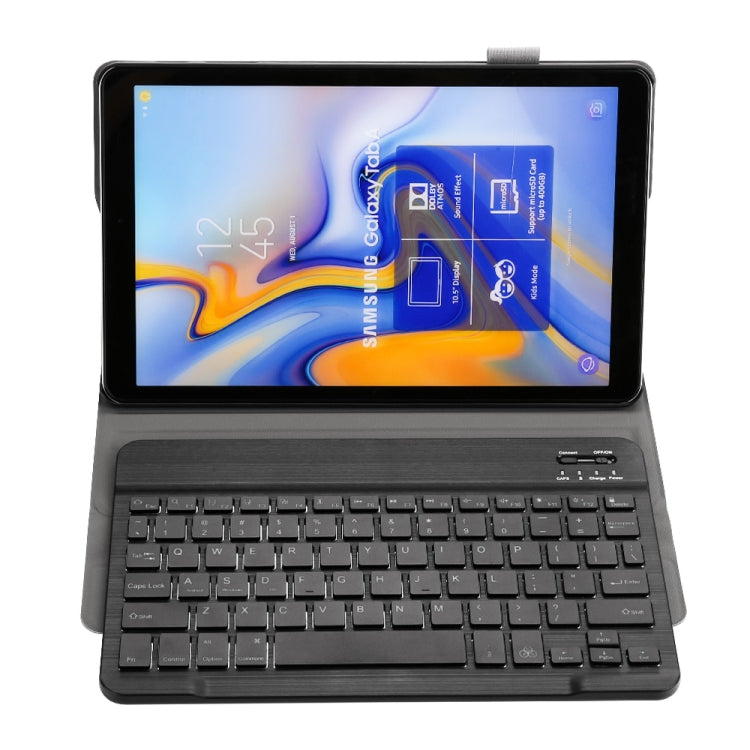 غطاء لوحة مفاتيح بلوتوث ST590S 3.0 بنسيج صوف ناعم من الجلد الصناعي PU وABS قابل للفصل مع إضاءة خلفية بسبعة ألوان، غطاء جلد لجهاز سامسونج جالاكسي تاب A 10.5 بوصة T590 / T595، مع فتحة وقلم حامل