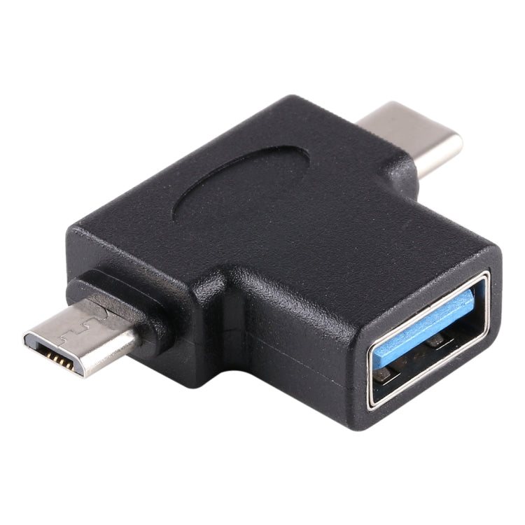 محول OTG متعدد الوظائف USB 3.0 أنثى وUSB-C / تايب-سي ذكر وMicro USB ذكر بشكل T