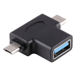 محول OTG متعدد الوظائف USB 3.0 أنثى وUSB-C / تايب-سي ذكر وMicro USB ذكر بشكل T