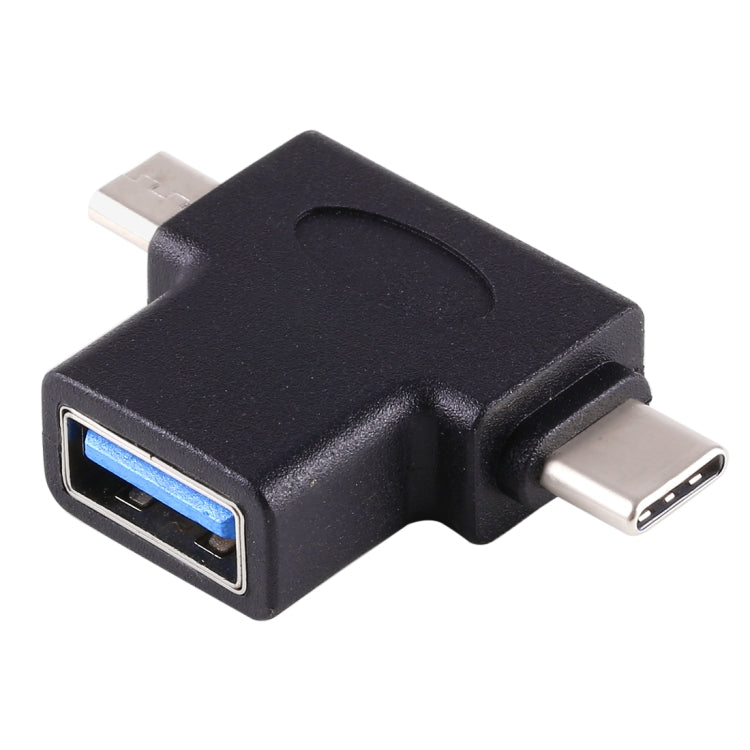 محول OTG متعدد الوظائف USB 3.0 أنثى وUSB-C / تايب-سي ذكر وMicro USB ذكر بشكل T