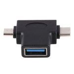 محول OTG متعدد الوظائف USB 3.0 أنثى وUSB-C / تايب-سي ذكر وMicro USB ذكر بشكل T