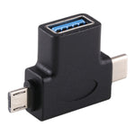 محول OTG متعدد الوظائف USB 3.0 أنثى وUSB-C / تايب-سي ذكر وMicro USB ذكر بشكل T