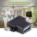 محول OTG متعدد الوظائف USB 3.0 أنثى وUSB-C / تايب-سي ذكر وMicro USB ذكر بشكل T