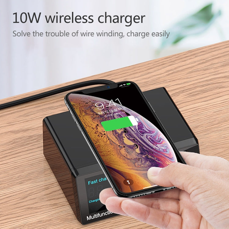 شاحن متعدد الوظائف X9 9 في 1 مع واجهة USB QC 3.0 + 6 منافذ USB + منافذ PD 65W + شحن لاسلكي سريع QI مع شاشة LED