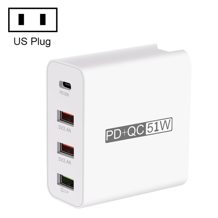 محول طاقة شاحن سفر USB سريع 4 منافذ WLX-A6، قابس الولايات المتحدة، قابس الولايات المتحدة