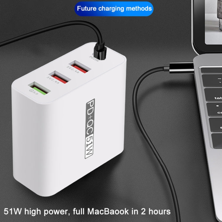 محول طاقة شاحن سفر USB سريع 4 منافذ WLX-A6، قابس الولايات المتحدة، قابس الولايات المتحدة