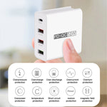 محول طاقة شاحن سفر USB سريع 4 منافذ WLX-A6، قابس الولايات المتحدة، قابس الولايات المتحدة