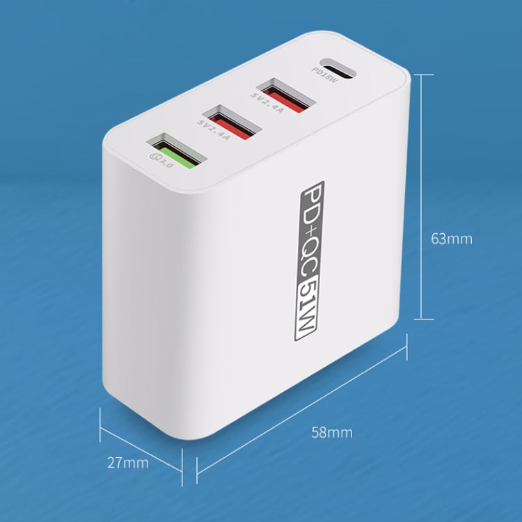 محول طاقة شاحن سفر USB سريع 4 منافذ WLX-A6، قابس الولايات المتحدة، قابس الولايات المتحدة