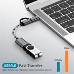 كابل محول مضفر من النايلون USB 3.0 أنثى إلى Micro USB + USB-C / Type-C ذكر للشحن والنقل OTG، طول الكابل: 17 سم، Micro USB 17 سم رمادي، Micro USB 17 سم ذهبي