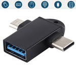 محول OTG متعدد الوظائف USB 3.0 أنثى إلى USB-C / تايب-سي ذكر + Micro USB ذكر مع فتحة تعليق