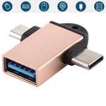 محول OTG متعدد الوظائف USB 3.0 أنثى إلى USB-C / تايب-سي ذكر + Micro USB ذكر مع فتحة تعليق
