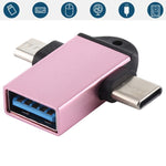 محول OTG متعدد الوظائف USB 3.0 أنثى إلى USB-C / تايب-سي ذكر + Micro USB ذكر مع فتحة تعليق