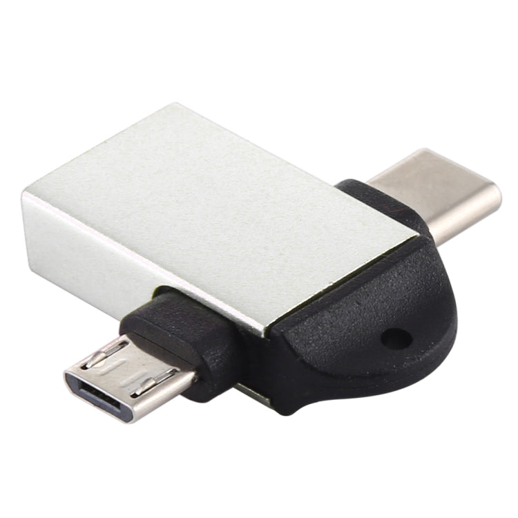 محول OTG متعدد الوظائف USB 3.0 أنثى إلى USB-C / تايب-سي ذكر + Micro USB ذكر مع فتحة تعليق