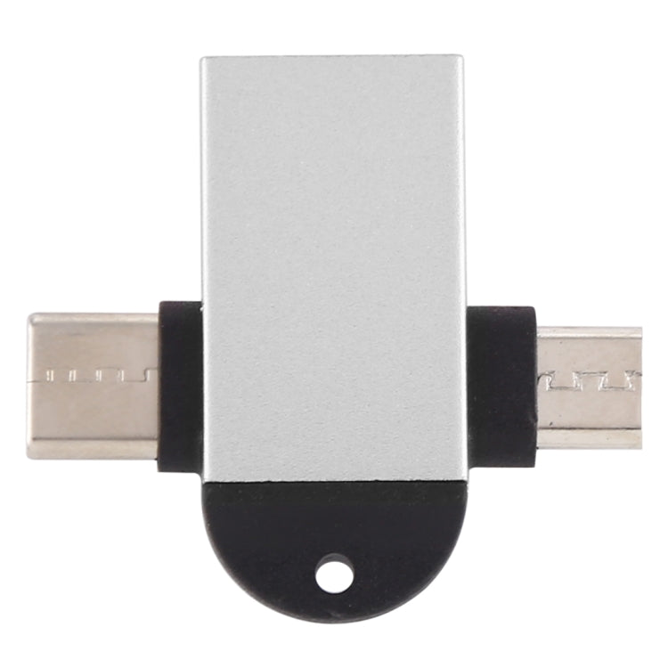 محول OTG متعدد الوظائف USB 3.0 أنثى إلى USB-C / تايب-سي ذكر + Micro USB ذكر مع فتحة تعليق