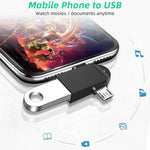 محول OTG متعدد الوظائف USB 3.0 أنثى إلى USB-C / تايب-سي ذكر + Micro USB ذكر مع فتحة تعليق