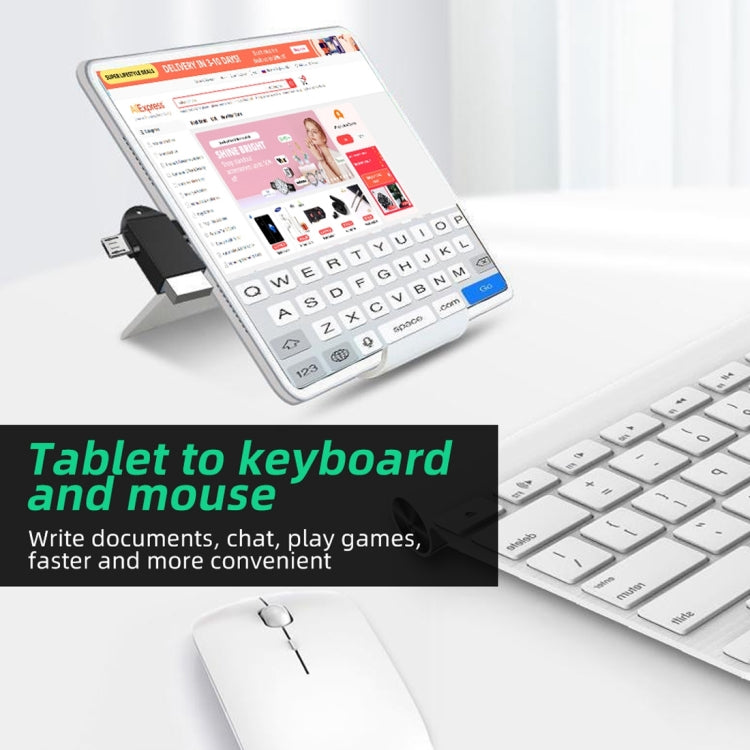 محول OTG متعدد الوظائف USB 3.0 أنثى إلى USB-C / تايب-سي ذكر + Micro USB ذكر مع فتحة تعليق