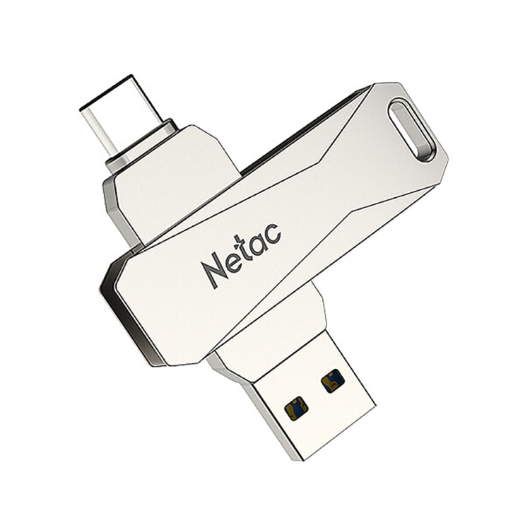 ذاكرة فلاش Netac U782C بسعة 128 جيجابايت، USB-C / Type-C + USB 3.0، دوران 360 درجة، سبيكة الزنك، قرص OTG U، 128 جيجابايت
