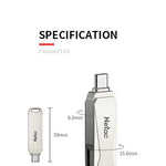 Netac U782C 128GB USB-C / Type-C + USB 3.0 360 Degrees Rotation Zinc Alloy Flash Drive OTG U Disk, 128GB