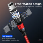2m 2A Output USB to USB-C / Type-C Nylon Braided Rotate Magnetic Charging Cable, 2m Type-C