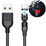 كابل شحن مغناطيسي دوار مضفر من النايلون USB إلى Micro USB، خرج 2A، طول 2m Micro USB