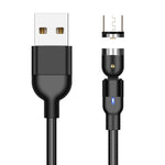 كابل شحن مغناطيسي دوار مضفر من النايلون USB إلى Micro USB، خرج 2A، طول 2m Micro USB