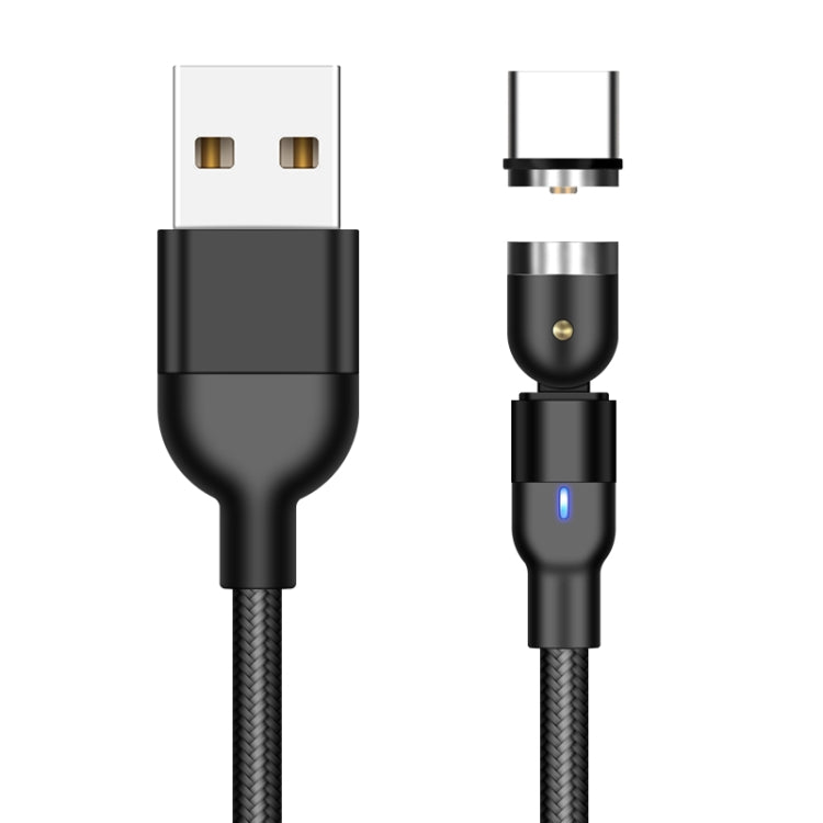 كابل شحن مغناطيسي دوار مضفر من النايلون USB إلى USB-C / Type-C، خرج 2A، طول 1m Type-C