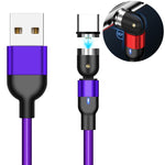 كابل شحن مغناطيسي دوار مضفر من النايلون USB إلى USB-C / Type-C، خرج 2A، طول 1m Type-C