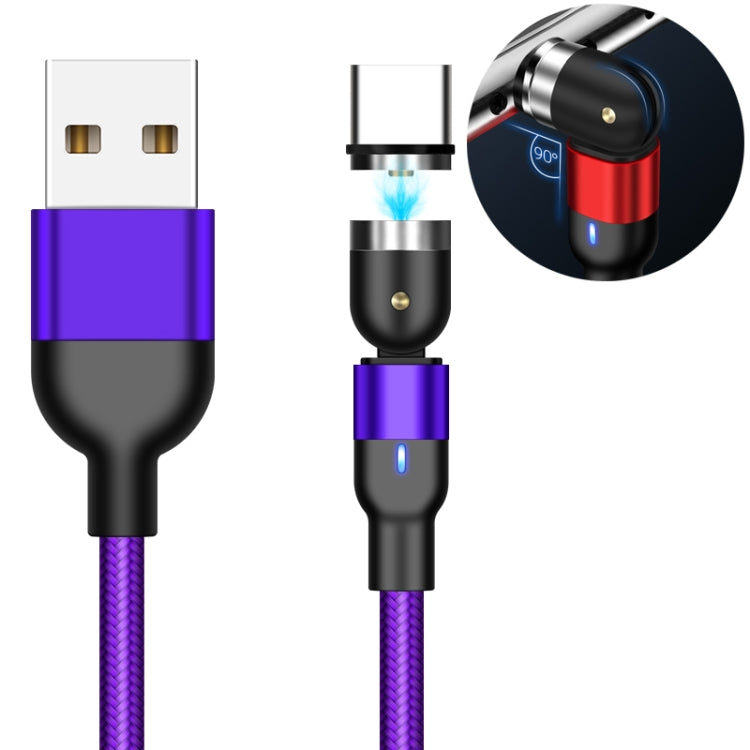 كابل شحن مغناطيسي دوار مضفر من النايلون USB إلى USB-C / Type-C، خرج 2A، طول 1m Type-C
