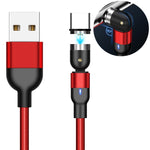 كابل شحن مغناطيسي دوار مضفر من النايلون USB إلى USB-C / Type-C، خرج 2A، طول 1m Type-C