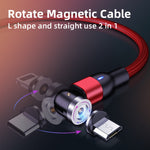 1m 2A Output USB to USB-C / Type-C Nylon Braided Rotate Magnetic Charging Cable, 1m Type-C
