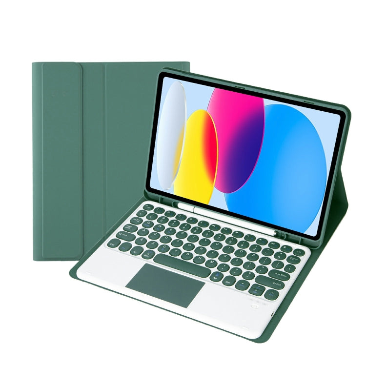 حافظة تابلت جلدية بلوحة مفاتيح لمس بلوتوث بنسيج جلد الحمل لجهاز iPad 11 2025 / الجيل العاشر 10.9 2022 مع فتحة قلم، YA10B-A