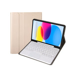 حافظة تابلت جلدية بلوحة مفاتيح لمس بلوتوث بنسيج جلد الحمل لجهاز iPad 11 2025 / الجيل العاشر 10.9 2022 مع فتحة قلم، YA10B-A