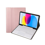 حافظة تابلت جلدية بلوحة مفاتيح لمس بلوتوث بنسيج جلد الحمل لجهاز iPad 11 2025 / الجيل العاشر 10.9 2022 مع فتحة قلم، YA10B-A