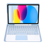 حافظة تابلت جلدية بلوحة مفاتيح لمس بلوتوث بنسيج جلد الحمل لجهاز iPad 11 2025 / الجيل العاشر 10.9 2022 مع فتحة قلم، YA10B-A