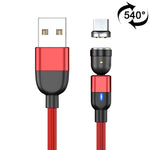 كابل شحن ومزامنة بيانات مغناطيسي دوار 540 درجة USB إلى Micro USB بخرج 3 أمبير، طول 1 متر Micro USB