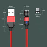كابل شحن ومزامنة بيانات مغناطيسي دوار 540 درجة USB إلى Micro USB بخرج 3 أمبير، طول 1 متر Micro USB