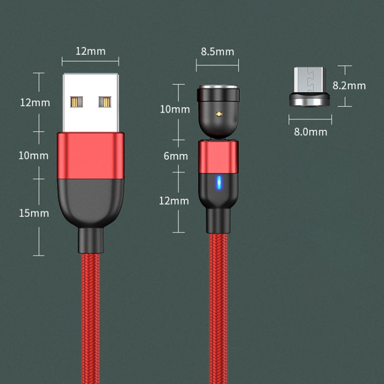 كابل شحن ومزامنة بيانات مغناطيسي دوار 540 درجة USB إلى Micro USB بخرج 3 أمبير، طول 1 متر Micro USB