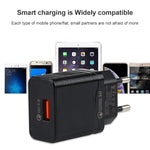 شاحن سفر 2 في 1 LZ-728 بقوة 18 واط QC 3.0 بمنفذ USB + مجموعة كابل بيانات USB إلى USB-C / Type-C، قابس أوروبي، طول الكابل: 1 متر، مع كابل USB-C / Type-C