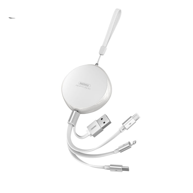 REMAX RC-185th 3 في 1 كابل شحن وبيانات تلسكوبي USB إلى 8 دبابيس + USB-C / Type-C + Micro USB سلسلة Sury