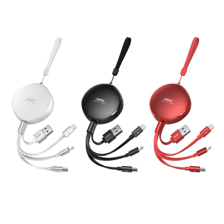 REMAX RC-185th 3 في 1 كابل شحن وبيانات تلسكوبي USB إلى 8 دبابيس + USB-C / Type-C + Micro USB سلسلة Sury